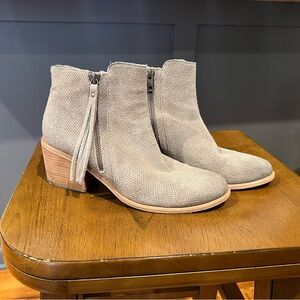 Hinge Gray Suede Ankle Booties